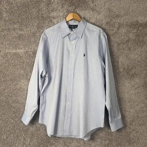 Ralph Lauren Shirt Men’s 17.5 Blue Long Sleeve Button Up Classic Fit Logo